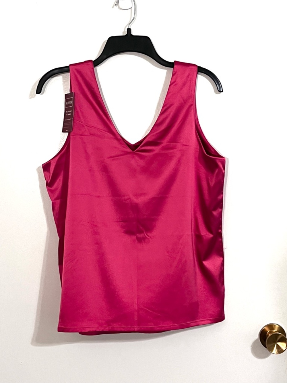 Women’s Sleeveless V-Neck Satin Blouse - Fuchsia NWT